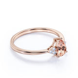 7 Stone 1.15 Carat Teardrop Champagne Morganite and Tapered Shank Diamond Engagement Ring in White Gold