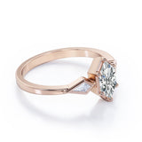 Geometric 1 carat Hexagon Moissanite and Diamond Engagement Ring in Black Gold