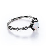 Vintage 1.05 Ct Round Cut Lab Created Opal Engagement Ring