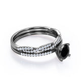 1.50 ct Round Lab Black Diamond Infinity Pave Bridal Set