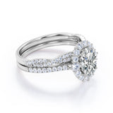 Halo 2 Carat Oval Cut Moissanite Bridal Set
