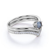 Contour 0.75 Ct Round Salt and Pepper Diamond Wedding Ring Set