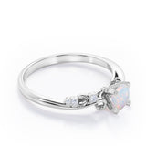 Minimalist 1.05 Carat Round Cut Precious Fire Opal And Diamond Seven Stone Engagement Ring In White Gold