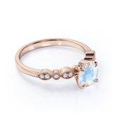 1.10 Carat Round Shape Moonstone Wedding Ring in Rose Gold - Vintage Moonstone Ring