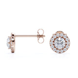 Halo 0.60 CT TDW Round  White Certified Lab Diamond Antique Stud Earrings in White Gold