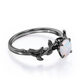 Floral Art Deco 1 Carat Round Cut Genuine Opal Nature Inspired Engagement Ring In Rose Gold For Her