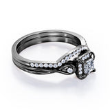 Infinity 0.65 TCW Princess Cut Moissanite Split Shank Bridal Set