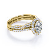 Halo 2 Carat Oval Cut Moissanite Bridal Set