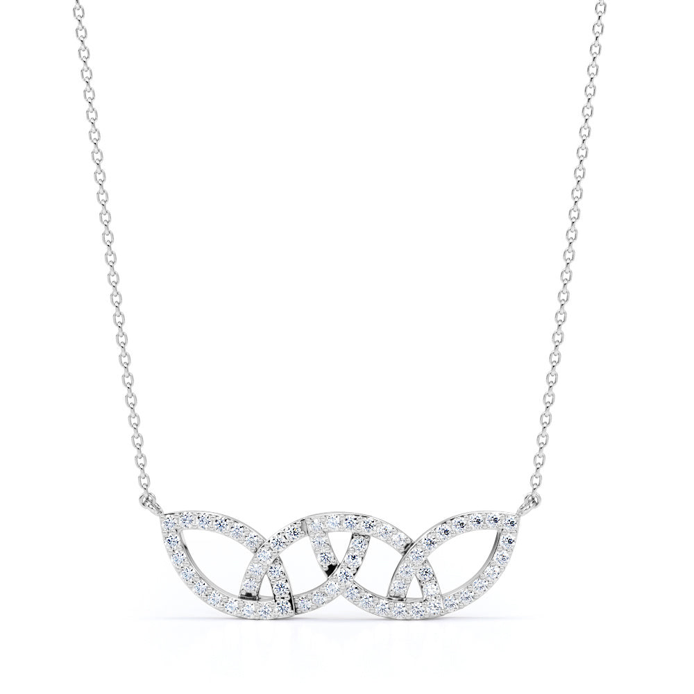 Interlocking 0.25 Carat Round Cut Moissanite Pave Set Pendant Necklace In Rose Gold