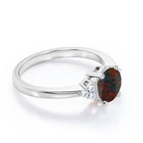 Tapered 1.10 Carat Round Cut Ethiopian Black Opal And Diamond Seven Stone Engagement Ring In White Gold