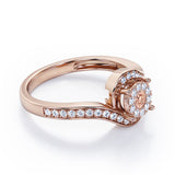Wrapped Round 0.65 carat Round Morganite and Moissanites Bypass Engagement Ring in Rose Gold