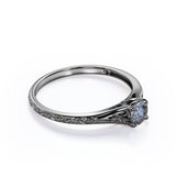 Solitaire 0.50 Ct Round Salt and Pepper Diamond Engagement Ring