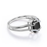 Wire Wrapped 1.50 Carat Emerald cut Lab Black Diamond Engagement Ring for Women in Rose Gold