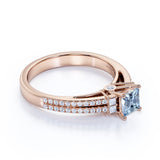 Split Shank 1.75 ct Princess Aquamarine Engagement Ring
