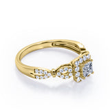 0.5 TCW Princess Cut Diamond - Triple Halo Design - Split Shank Pave Engagement Ring - 10K Black Gold