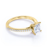 1 Ct Princess Cut Diamond Pave Engagement Ring