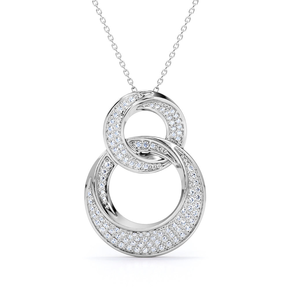 Scalloped Micro Pave Set 0.30 Carat Round Cut Moissanite Infinity Wave Pendant Necklace In Rose Gold