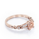 Split Shank 0.6 carat Round Morganite and Diamond Engagement Ring in Rose Gold