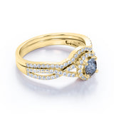 Infinity 0.85 Ct Round Salt and Pepper Diamond Wedding Ring Set