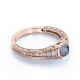 Edwardian 0.60 Ct Round Salt and Pepper Diamond Engagement Ring