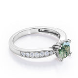 1.25 Ct Cushion Cut Moss Agate Milgrain Engagement Ring