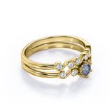 Twist 0.85 Ct Round Salt and Pepper Diamond Wedding Ring Set