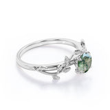 Nature Inspired 1 Ct Round Cut Green Moss Agate Engagement Ring