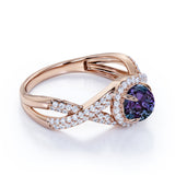 1.75 Ct Round Cut Lab Alexandrite Twisted Engagement Ring