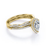 1.25 Carat Pear Cut Moissanite Twisted Wedding Ring Set