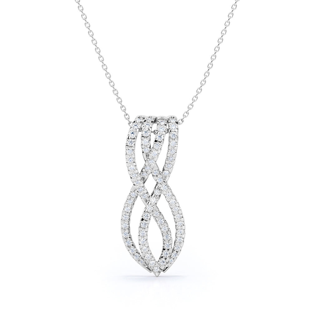 Double Infinity 0.40 Carat Round Cut Moissanite Twisted Pendant Necklace In Rose Gold For Her