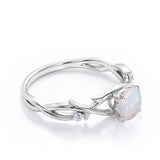 Floral 1.05 Ct Round Cut Lab Created Opal Engagement Ring