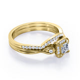 Infinity 0.65 TCW Princess Cut Moissanite Split Shank Bridal Set