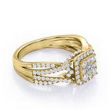 Double Infinity Split Shank - 1.4 Carat Round Shaped Moissanite and diamond - Flush Cluster Halo Engagement Ring in Black Gold