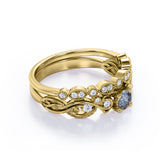 Antique 0.75 Ct Round Salt and Pepper Diamond Wedding Ring Set