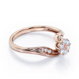 Floral Cloud Clustered 0.55 carat Round Morganite and Moissanite Distorted Engagement Ring in White Gold