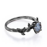 Solitaire 0.50 Carat Round Cut Genuine Icy Dark Grey Salt and Pepper Diamond Nature Inspired Engagement Ring In White Gold.