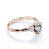 Clustered Triangle 0.55 carat Kite Moissanite and Diamond Engagement Ring in White Gold