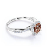 Infinity 1.25 ct Cushion Morganite Halo Engagement Ring