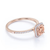 1.50 ct Round Morganite Halo Pave Engagement Ring