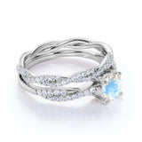 1.75 ct Round Rainbow Moonstone Infinity Wedding Set
