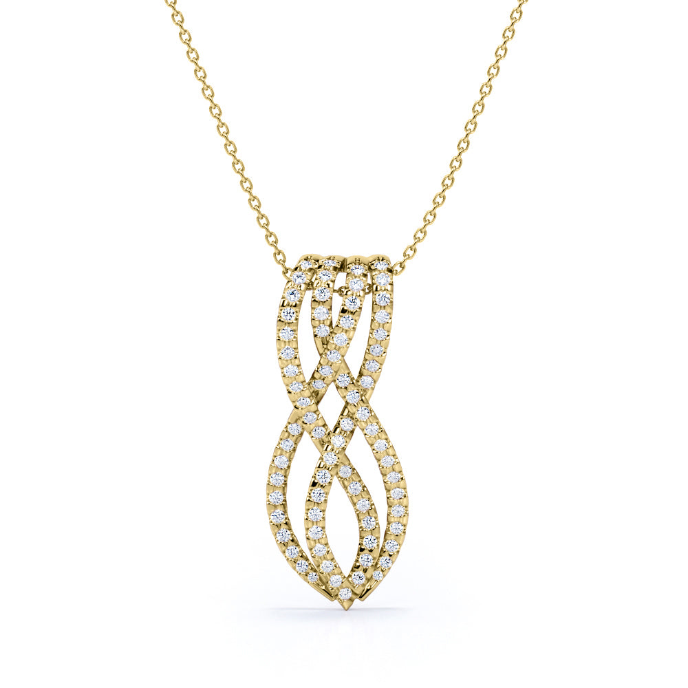 Double Infinity 0.40 Carat Round Cut Moissanite Twisted Pendant Necklace In Rose Gold For Her