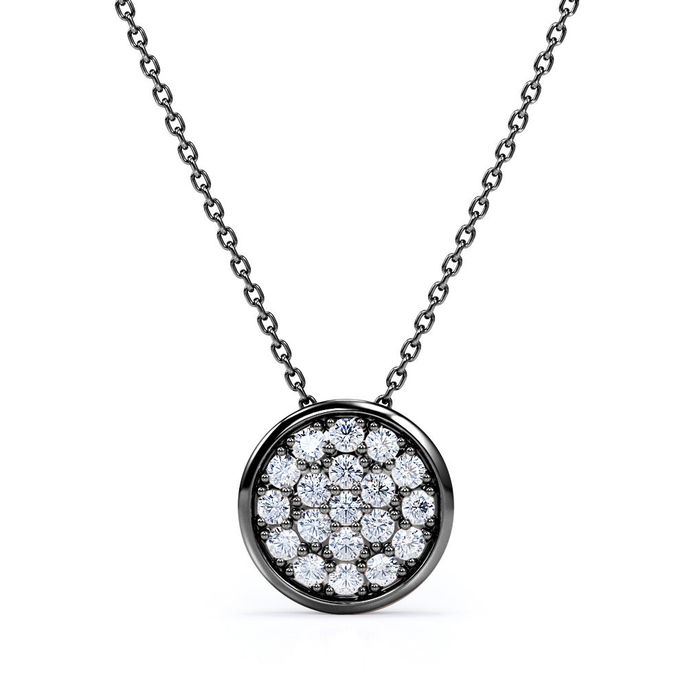 Clustered 0.15 Carat Round Cut Moissanite Bezel Set Pendant Necklace In Rose Gold