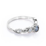 Bezel 0.75 Ct Round Salt and Pepper Diamond Engagement Ring