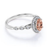 Vintage 1.50 ct Oval Morganite Halo Engagement Ring