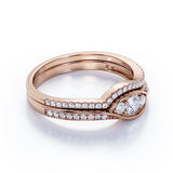 Swirl Trilogy 1.5 CT TDW Round Cut Diamond Channel Setting Wedding Set - Bridal Set