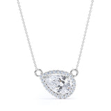 Halo 1.1 carat Pea Moissanite Pendant with Necklace in 18k Rose Gold Over Silver