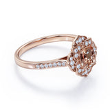 Art Deco 1.25 Carat Cushion Cut Peach Morganite and Diamond Engagement Ring in 10k Rose Gold Stunning Ring