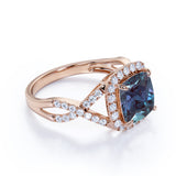 Infinity 2.50 Ct Cushion Lab Alexandrite Engagement Ring
