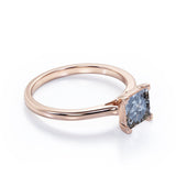 Solitaire 0.5 Ct Princess Cut Salt and Pepper Diamond Engagement Ring