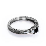 1.2 Carat Round Cut Lab Grown Black Diamond 3 Stone Engagement Ring In White Gold